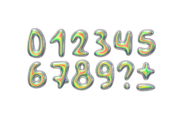 istock Holographic numbers set from 0 to 9 in metallic colors realistic 3d design, Liquid metal chrome shaped alphabet. Vector illustration 2183597341