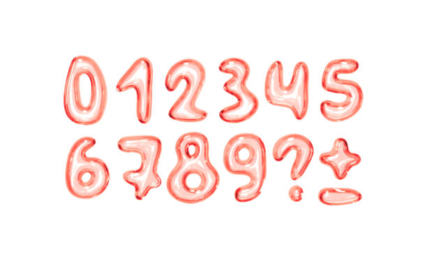 istock Set of shiny pink bubble style numbers and symbols on white background. Playful glossy digits ranging from 0 to 9, additional punctuation marks. Realistic 3d design. Vector illustration 2183598350