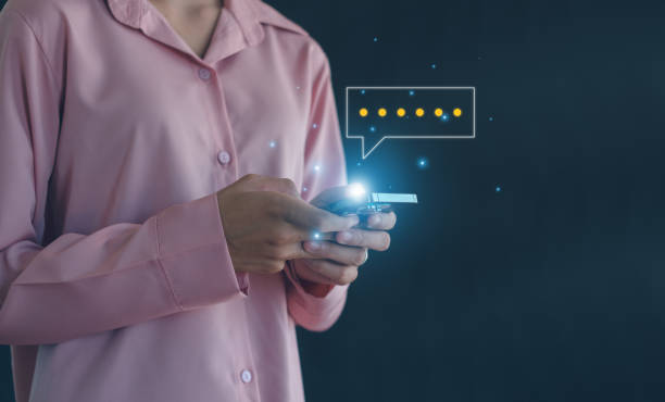 istock User give rating to service experience on online application, Customer can evaluate quality of service leading to reputation ranking of business.Customer review satisfaction feedback survey concept. 2183608413