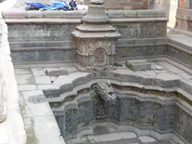 Bhaktapur, Nepal. Taken January 2, 2011. Kathmandu Valley includes three main cities - Kathmandu, Bhaktapur and Patan. Traditional water fountain around the Bhaktapur city.