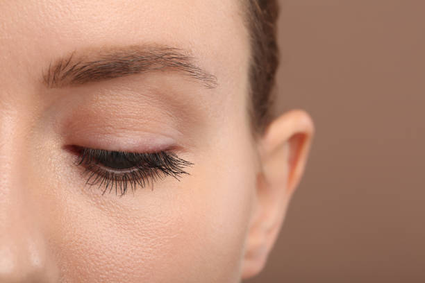 istock Woman with long eyelashes after mascara applying, closeup 2183609612