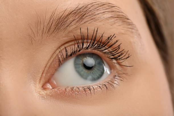 istock Woman with long eyelashes after mascara applying, closeup 2183609630
