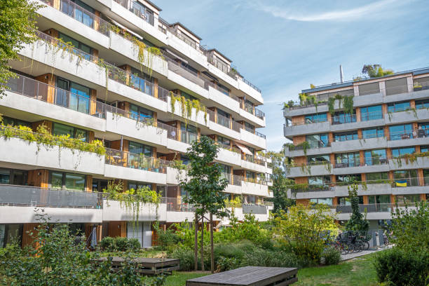 istock Apartment buildings with concrete facades 2183610400