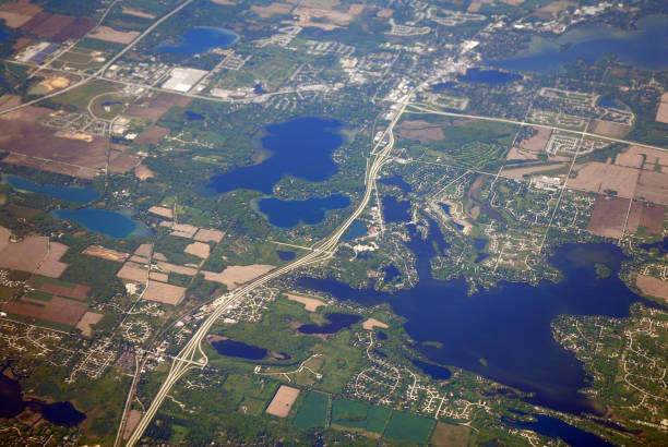 istock Aerial view of urban scenery from flight 2183610851