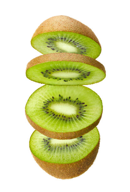 istock Layers of ripe kiwi fruit isolated on white 2183613084