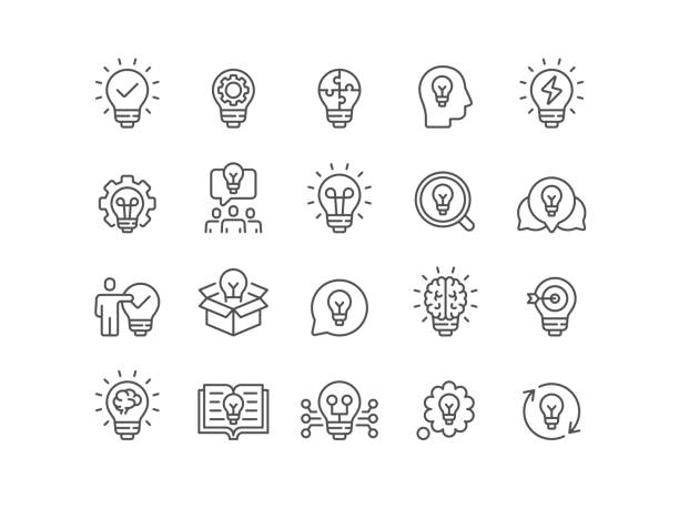 Light Bulb, Ideas, Editable Stroke, Outline, Inspiration, Intelligence, Icon Symbol, Icon Set, Solution, Creativity