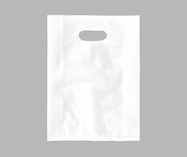 istock Plastic grocery bag. Close up of empty plastic bag with space for your logo. Isolated on white background. Disposable plastic bag with handles. 2183620458