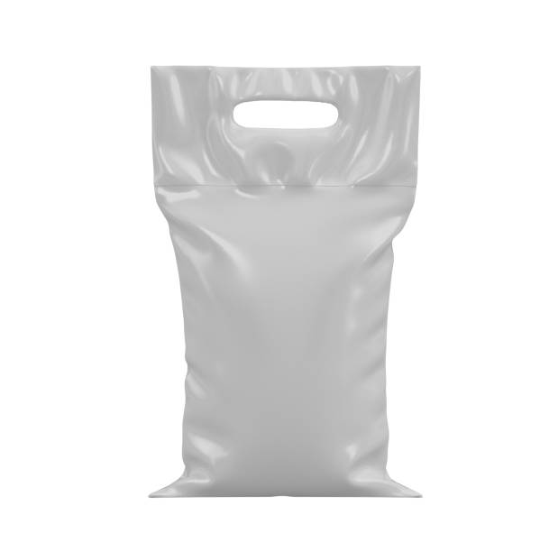 istock Plastic grocery bag. Close up of empty plastic bag with space for your logo. Isolated on white background. Disposable plastic bag with handles. 2183621395