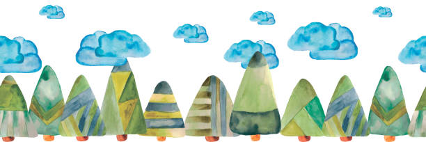 istock Watercolor Christmas trees in a row. Seamless pattern. For the design of things, covers, scrapbooking, frames 2183627273