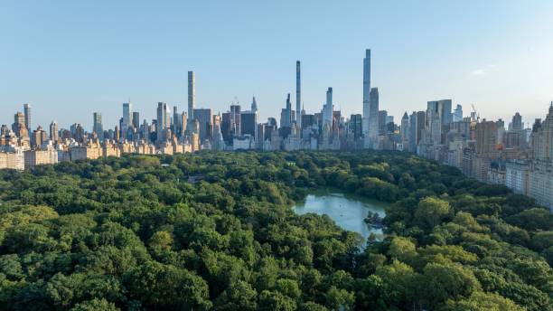 istock Central Park and NYC skyline aerial view. 2183628007