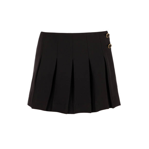 istock Black short skirt with gold buttons 2183638279
