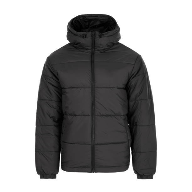 istock Black men's winter jacket isolated on white background 2183638282