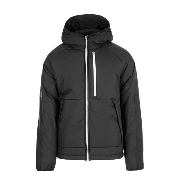 istock Black winter thermal jacket with hood 2183638290