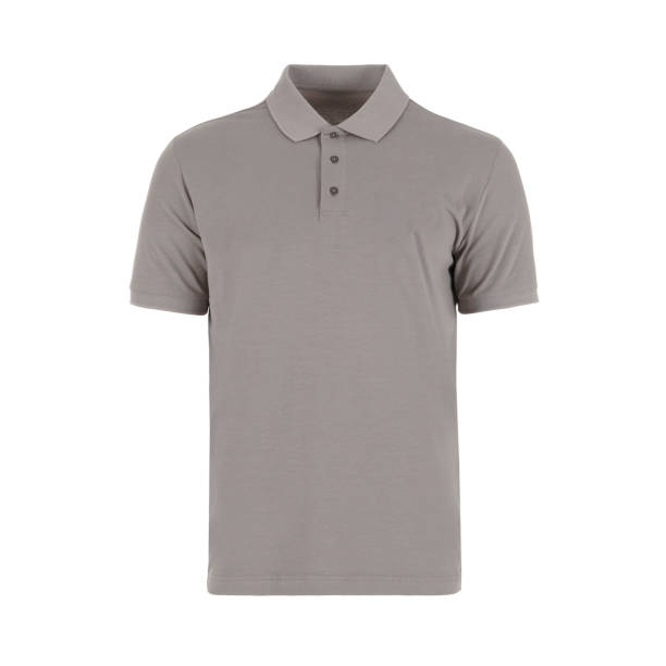 Grey men's polo shirt isolated on white background