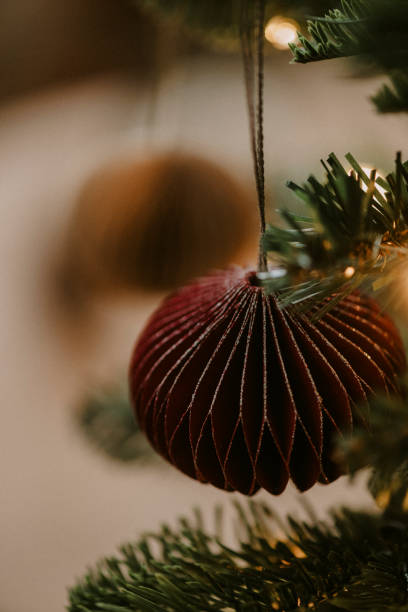 istock Christmas ornament bauble close up hanging in tree low key 2183638452