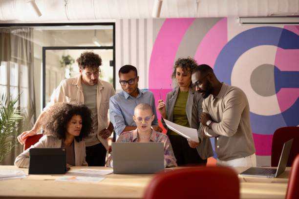 istock Occupied group of colleagues working in the modern office 2183639026