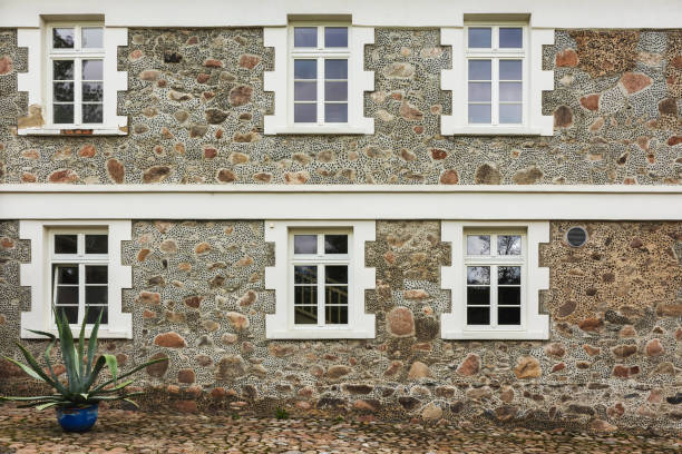 istock Exterior view of old building facade with windows 2183648981