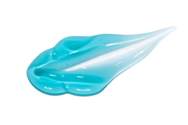 istock Blue cosmetic gel swatch smear smudge on white background. 2183654817