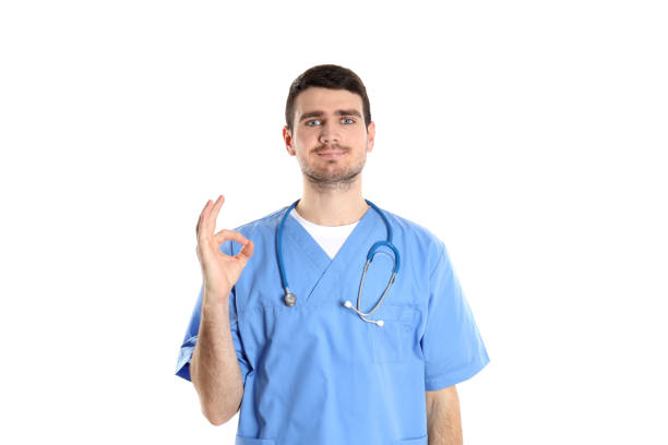 istock Attractive doctor intern isolated on white background 2183656206