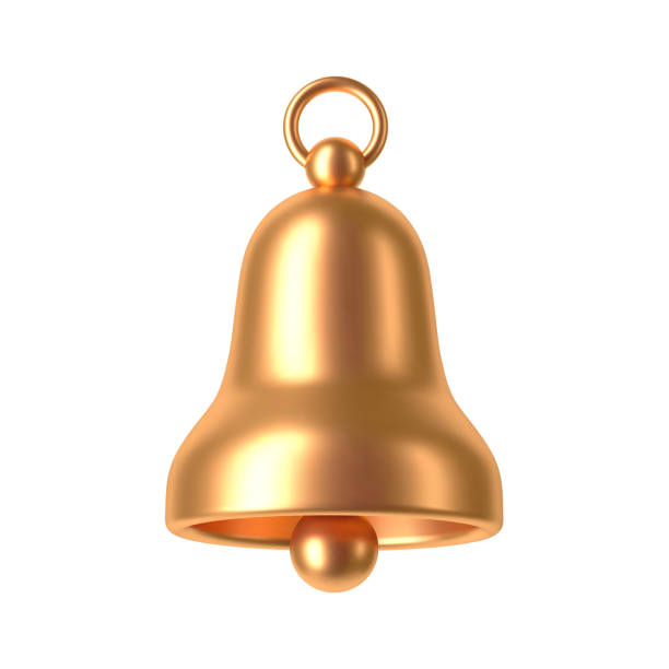 istock Christmas golden hand bell isolated on white background. 3d render Christmas decorations. Vector illustration. Design elements. 2183659207