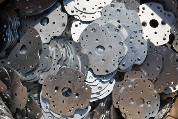Close up of steel pieces, moulds for industry