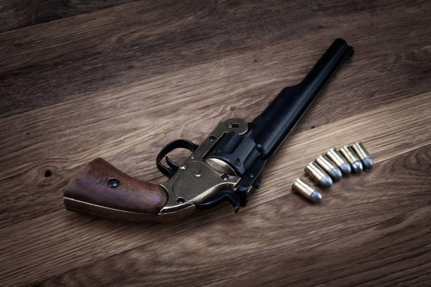 istock Old West .44 caliber single action revolver gun with rounds 2183664326