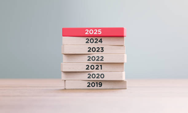 istock Years Starting From 2019 to 2025 Written Wood Blocks Sitting on Wood Surface in Front a Defocused Background 2183665596