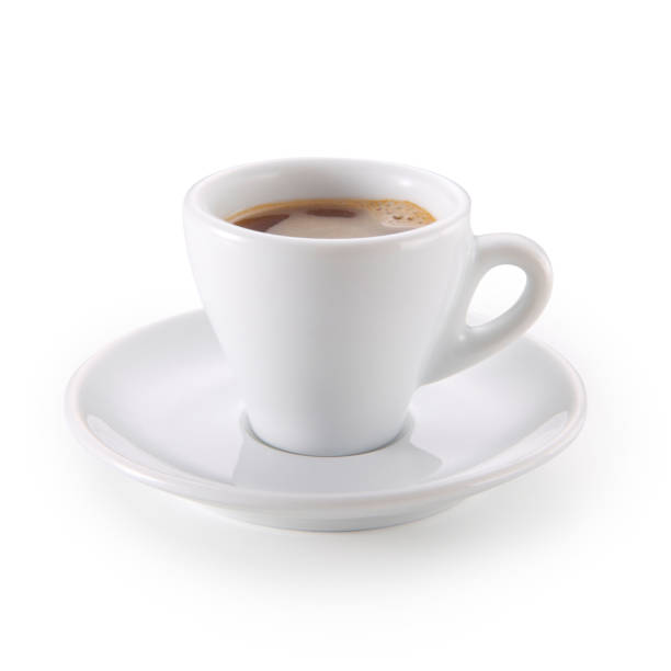 istock Cup of espresso with saucer shot on white. 2183673888