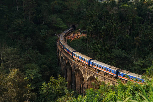 istock Scenic view of train passing nine arch bridge in Ella 2183677930