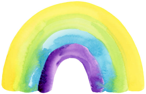 istock Watercolor Rainbow  in Yellow Blue and Purple 2183679391