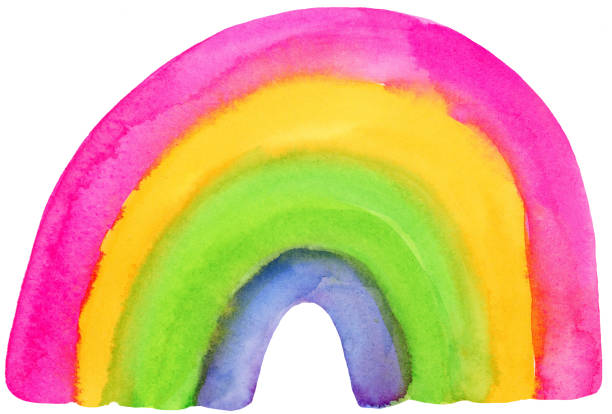 istock Vivid Colorful Watercolor Rainbow in Pink Yellow Green and Blue 2183679421