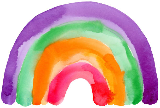 istock Watercolor Rainbow  in Purple Green Orange and Pink 2183679461