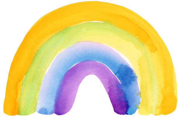 istock Watercolor Rainbow  in Yellow Blue and Purple 2183679474