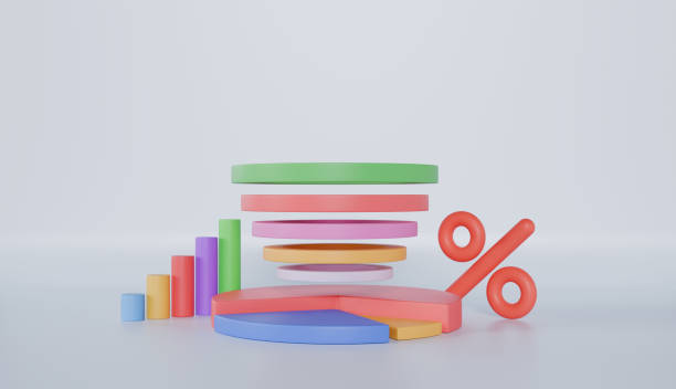 Sales funnel with a percentage and statistics Pie diagram with arrow