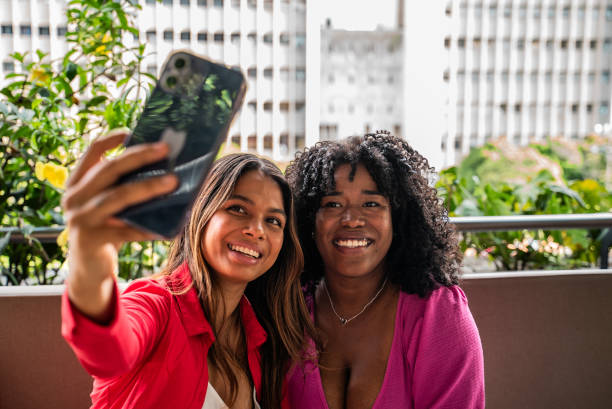 istock Friends taking a selfie in the restaurant at rooftop 2183685049