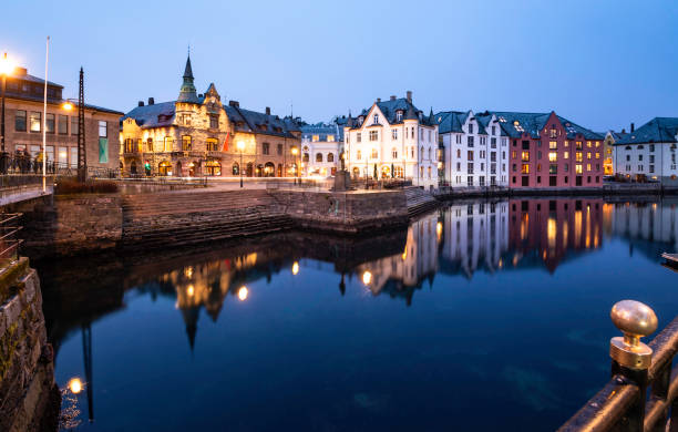 Famous place in Alesund Norway Scandinavian architecture Northern Europe