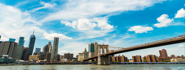 istock panoramic view on brooklyn. architecture of historic bridge in brooklyn. urban bridge architecture. cityscape of brooklyn bridge in manhattan. brooklyn bridge in new york. east river 2183688071