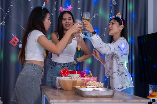 istock Three girls are celebrating together at home. 2183691784