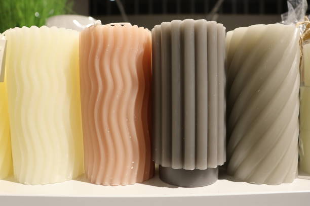 istock Stylish and Decorative Candles Featuring Soft Colors and Various Textures to Enhance Spaces 2183692884