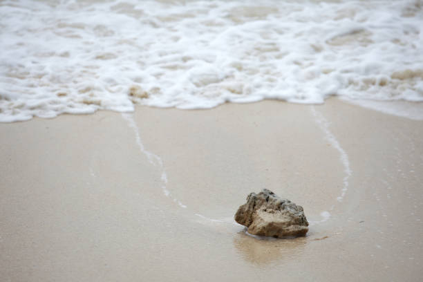 istock Tranquil Beach Scene with Rock and Gentle Waves 2183696125