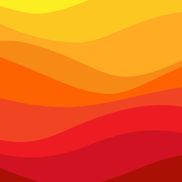 ilustraciones, imágenes clip art, dibujos animados e iconos de stock de fondo vectorial de ondas amarillas anaranjadas - ola de calor