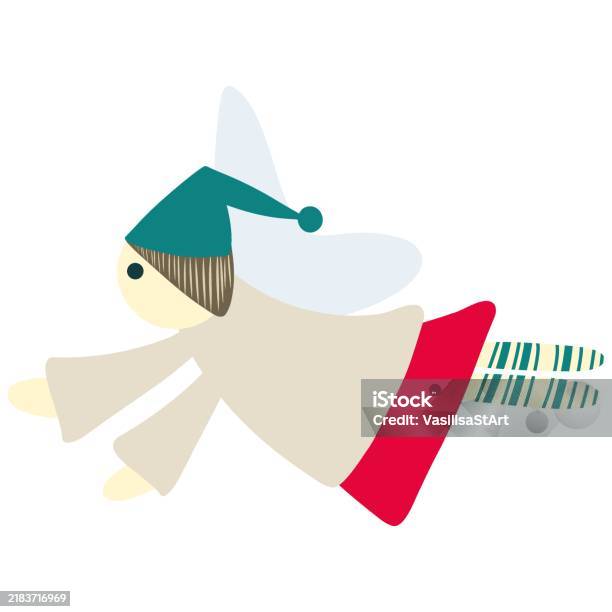 Flying Angle Vector Hand Drawn Flying Angel Vector Illustration Stock Illustration ...