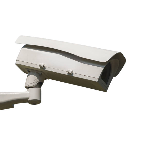 Surveillance security monitoring camera (CCTV) isolated cutout in white background.