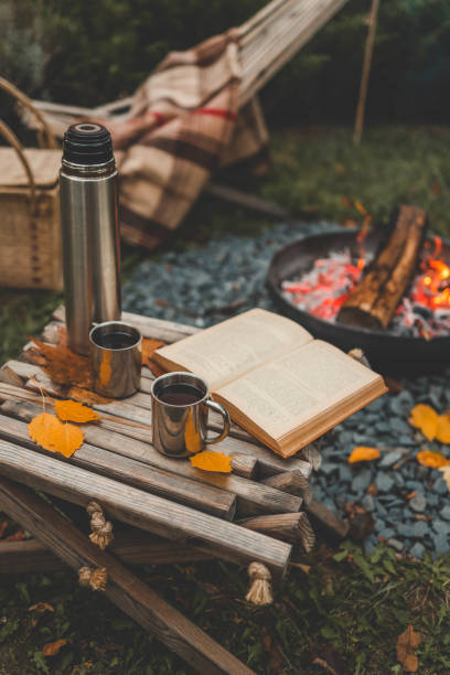 istock Book, thermos and fire, cozy autumn 2183730957