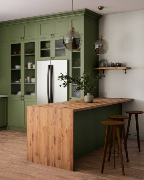 istock A stylish green kitchen featuring modern design elements that are both aesthetic and functional 2183731646