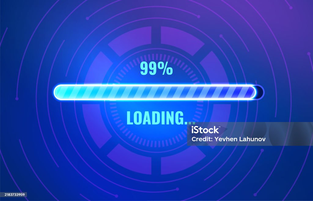 Loading Bar Digital Technology Background With Light Effect Circle ...