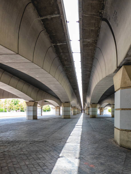istock Modern architecture. Perspective. under the bridge. Valencia. Spain 2183734668