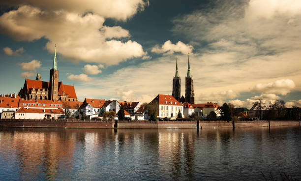 istock Sunset View On A Cathedral Island With Main Sightseeing In Wroclaw 2183735017