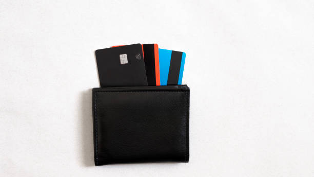 istock Leather wallet, wallet with credit cards 2183739950
