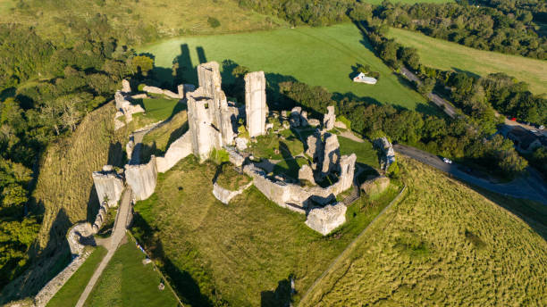 istock Drone shot of Corfe Castle 2183740066